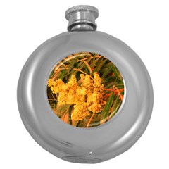 Yellow Sideways Sumac Round Hip Flask (5 Oz) by okhismakingart