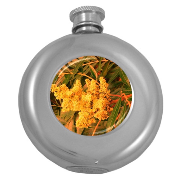 Yellow Sideways Sumac Round Hip Flask (5 oz)