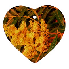 Yellow Sideways Sumac Heart Ornament (two Sides) by okhismakingart