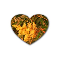 Yellow Sideways Sumac Rubber Coaster (heart)  by okhismakingart