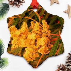 Yellow Sideways Sumac Snowflake Ornament (two Sides) by okhismakingart