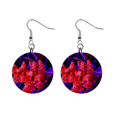 Red And Blue Sideways Sumac Mini Button Earrings by okhismakingart