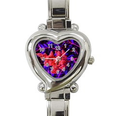 Red And Blue Sideways Sumac Heart Italian Charm Watch by okhismakingart