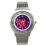 Red and Blue Sideways Sumac Stainless Steel Watch Front