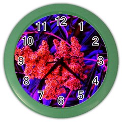 Red And Blue Sideways Sumac Color Wall Clock by okhismakingart