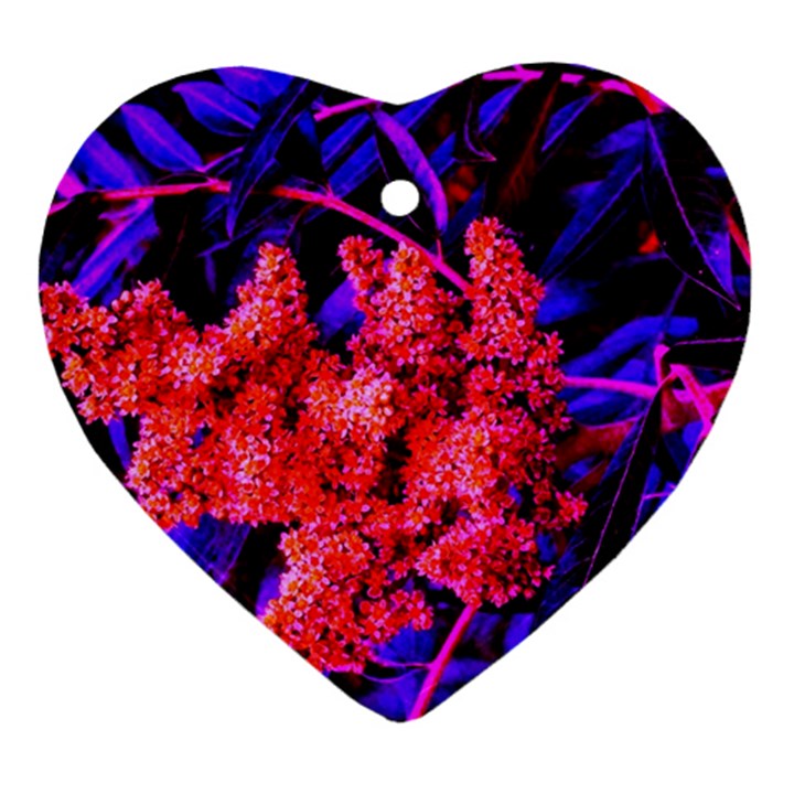 Green and Gold Sideways Sumac Ornament (Heart)