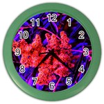 Green and Gold Sideways Sumac Color Wall Clock Front