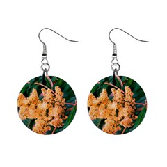 Green And Gold Sideways Sumac Mini Button Earrings by okhismakingart