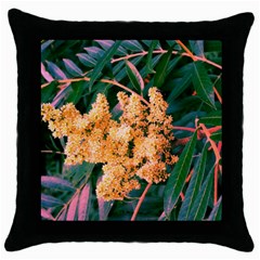 Green And Gold Sideways Sumac Throw Pillow Case (black) by okhismakingart