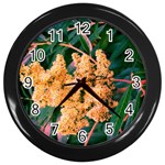 Green and Gold Sideways Sumac Wall Clock (Black) Front