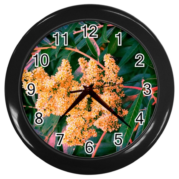 Green and Gold Sideways Sumac Wall Clock (Black)