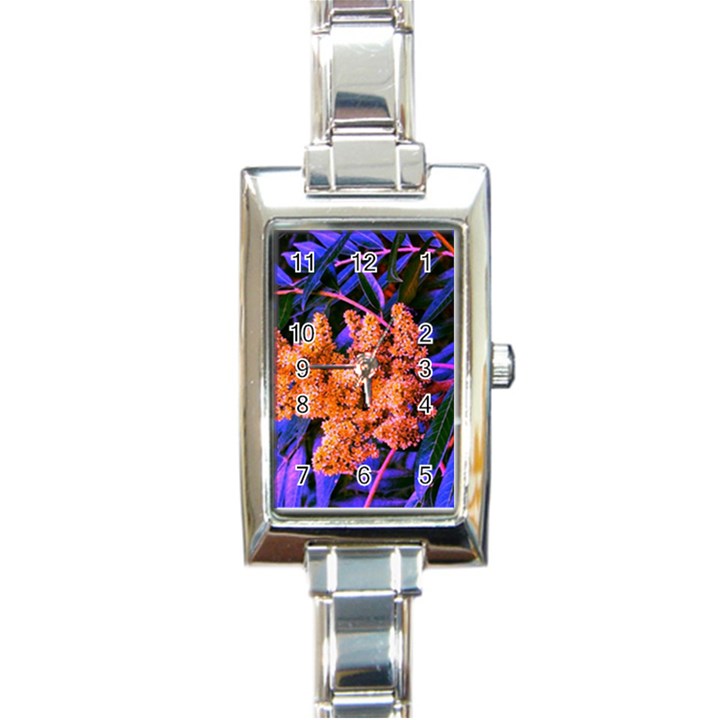 Blue and Gold Sideways Sumac Rectangle Italian Charm Watch