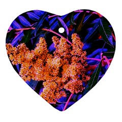 Blue and Gold Sideways Sumac Ornament (Heart)