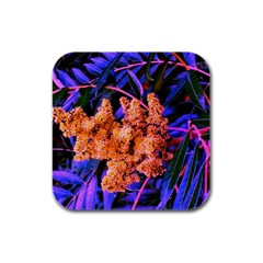 Blue and Gold Sideways Sumac Rubber Square Coaster (4 pack) 