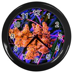 Blue and Gold Sideways Sumac Wall Clock (Black)