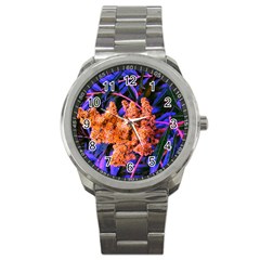 Blue and Gold Sideways Sumac Sport Metal Watch