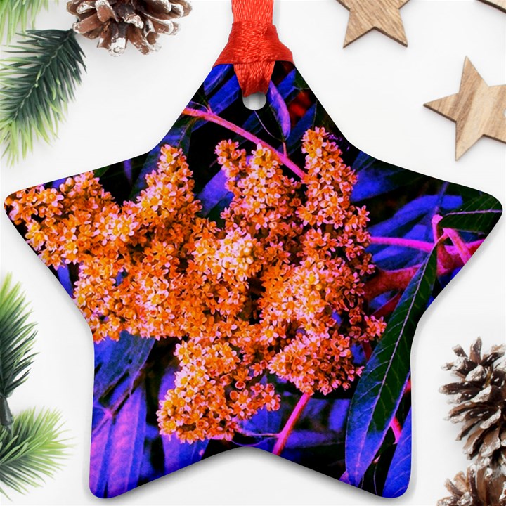 Blue and Gold Sideways Sumac Star Ornament (Two Sides)