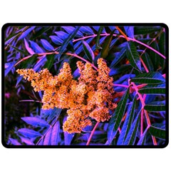 Blue and Gold Sideways Sumac Double Sided Fleece Blanket (Large) 