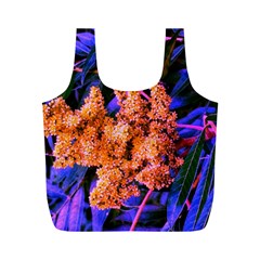 Blue and Gold Sideways Sumac Full Print Recycle Bag (M)