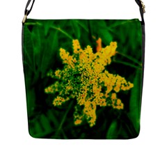 Yellow Sumac Bloom Flap Closure Messenger Bag (l) by okhismakingart