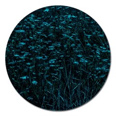 Dark Green Queen Anne s Lace Hillside Magnet 5  (round) by okhismakingart