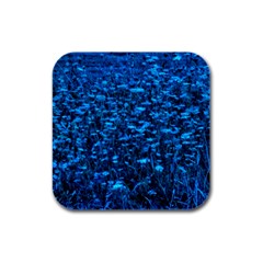 Blue Queen Anne s Lace Hillside Rubber Square Coaster (4 Pack)  by okhismakingart