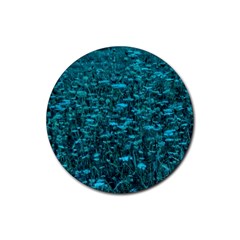 Blue-green Queen Annes Lace Hillside Rubber Round Coaster (4 Pack)  by okhismakingart