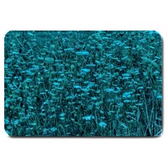 Blue-green Queen Annes Lace Hillside Large Doormat  by okhismakingart