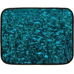 Blue-green Queen Annes Lace Hillside Double Sided Fleece Blanket (mini)  by okhismakingart