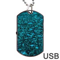 Blue-green Queen Annes Lace Hillside Dog Tag Usb Flash (two Sides) by okhismakingart