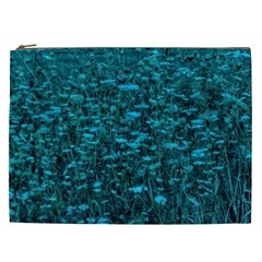 Blue-green Queen Annes Lace Hillside Cosmetic Bag (xxl) by okhismakingart