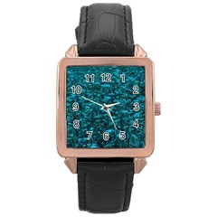 Blue-green Queen Annes Lace Hillside Rose Gold Leather Watch  by okhismakingart