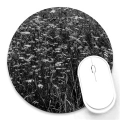 Black And White Queen Anne s Lace Hillside Round Mousepads by okhismakingart