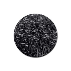 Black And White Queen Anne s Lace Hillside Rubber Coaster (round)  by okhismakingart