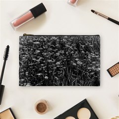 Black And White Queen Anne s Lace Hillside Cosmetic Bag (medium) by okhismakingart