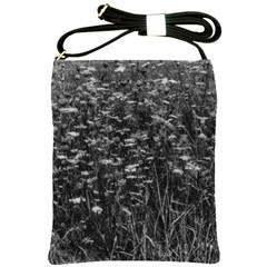 Black And White Queen Anne s Lace Hillside Shoulder Sling Bag by okhismakingart