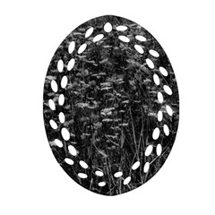 Black And White Queen Anne s Lace Hillside Ornament (oval Filigree) by okhismakingart