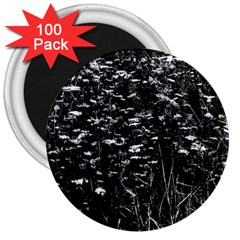 High Contrast Black And White Queen Anne s Lace Hillside 3  Magnets (100 Pack) by okhismakingart