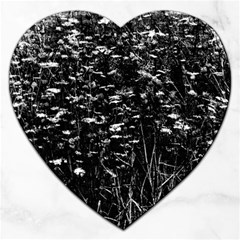 High Contrast Black And White Queen Anne s Lace Hillside Jigsaw Puzzle (heart) by okhismakingart