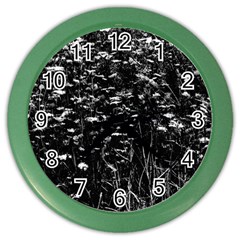 High Contrast Black And White Queen Anne s Lace Hillside Color Wall Clock by okhismakingart