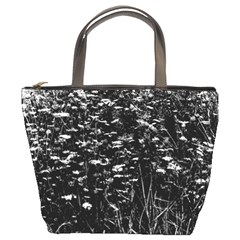 High Contrast Black And White Queen Anne s Lace Hillside Bucket Bag by okhismakingart