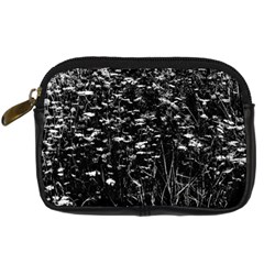 High Contrast Black And White Queen Anne s Lace Hillside Digital Camera Leather Case by okhismakingart