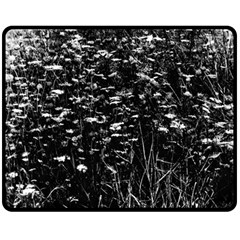 High Contrast Black And White Queen Anne s Lace Hillside Fleece Blanket (medium)  by okhismakingart