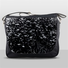 High Contrast Black And White Queen Anne s Lace Hillside Messenger Bag by okhismakingart