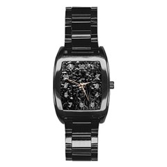 High Contrast Black And White Queen Anne s Lace Hillside Stainless Steel Barrel Watch by okhismakingart