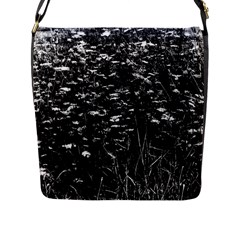 High Contrast Black And White Queen Anne s Lace Hillside Flap Closure Messenger Bag (l) by okhismakingart