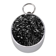 High Contrast Black And White Queen Anne s Lace Hillside Mini Silver Compasses by okhismakingart