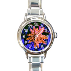 Yellow, Pink, And Blue Sumac Bloom Round Italian Charm Watch by okhismakingart