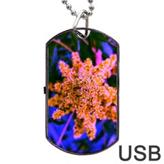 Yellow, Pink, And Blue Sumac Bloom Dog Tag Usb Flash (two Sides) by okhismakingart