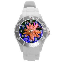 Yellow, Pink, And Blue Sumac Bloom Round Plastic Sport Watch (l) by okhismakingart